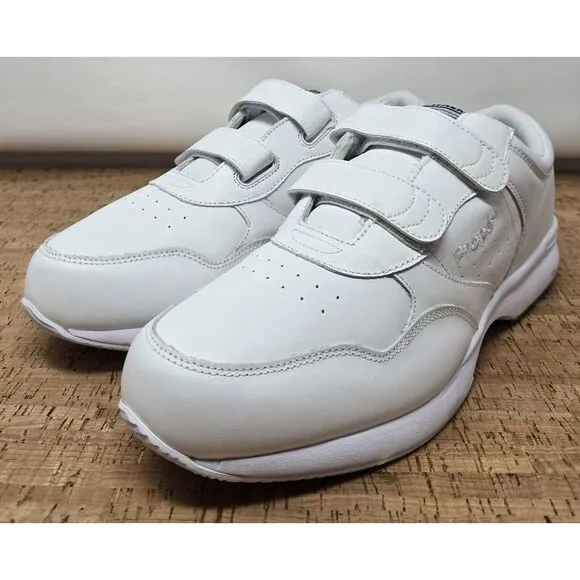 Propet LifeWalker Strap White Leather Strap Men's 12D Casual‎ Shoe