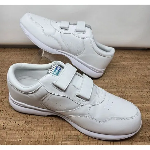 Propet LifeWalker Strap White Leather Strap Men's 12D Casual‎ Shoe