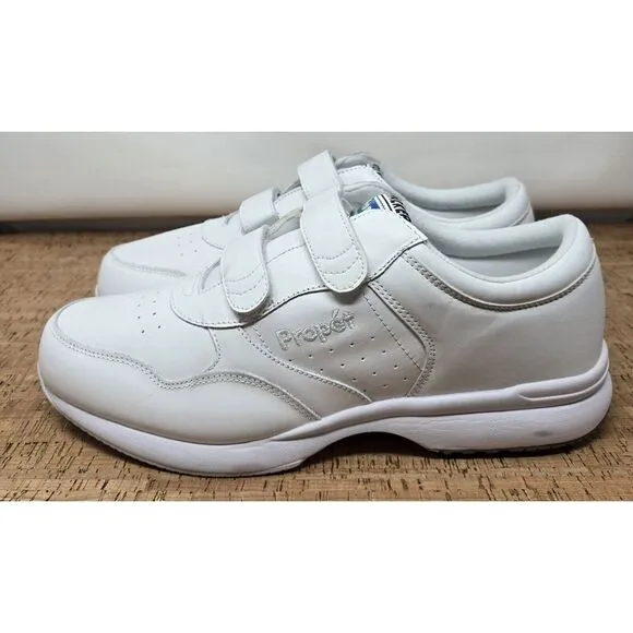 Propet LifeWalker Strap White Leather Strap Men's 12D Casual‎ Shoe