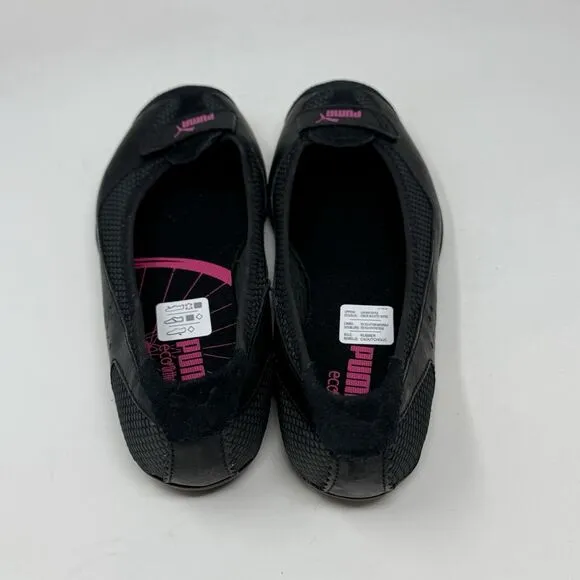 Puma Archive Ballet Flats Womens 6 Black Pink Leather Casual Slip On Shoes Y2K