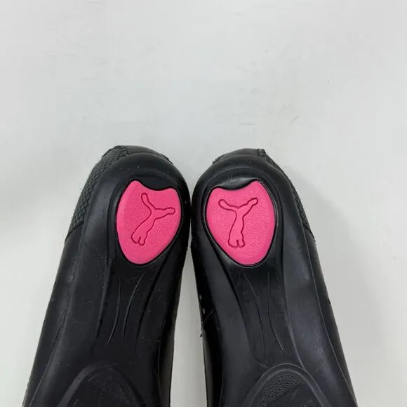 Puma Archive Ballet Flats Womens 6 Black Pink Leather Casual Slip On Shoes Y2K