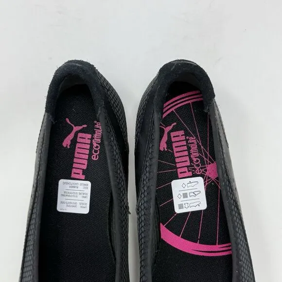 Puma Archive Ballet Flats Womens 6 Black Pink Leather Casual Slip On Shoes Y2K