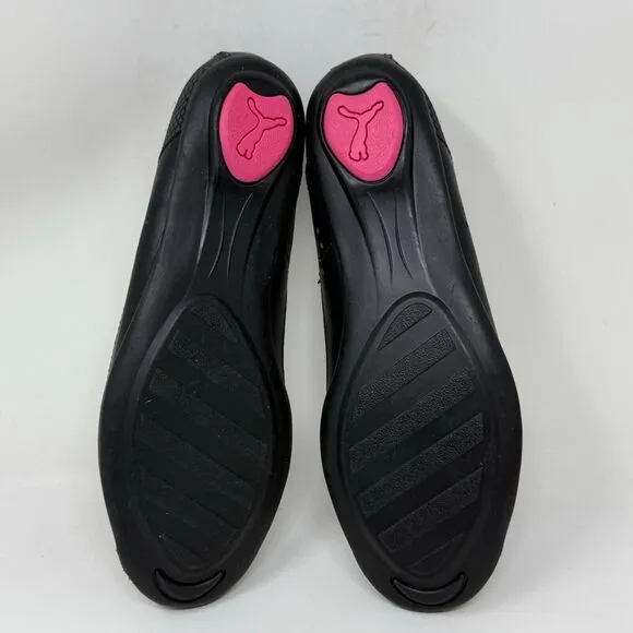 Puma Archive Ballet Flats Womens 6 Black Pink Leather Casual Slip On Shoes Y2K