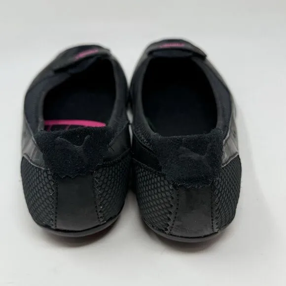Puma Archive Ballet Flats Womens 6 Black Pink Leather Casual Slip On Shoes Y2K