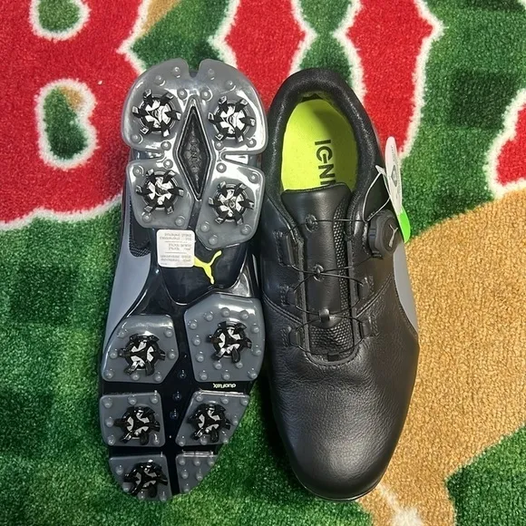 Puma IGNITE Golf Shoes Pwrframe Waterproof Men's Size 7 Black Spiked