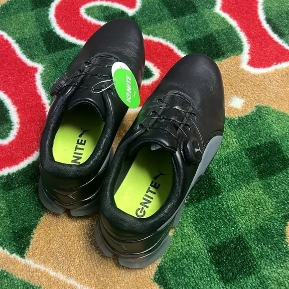 Puma IGNITE Golf Shoes Pwrframe Waterproof Men's Size 7 Black Spiked