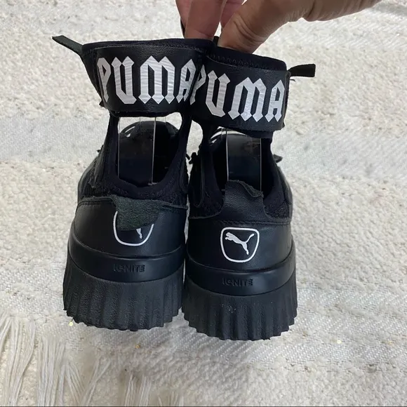 Puma x Fenty sneakers black fabric ankle strap lace up shoes