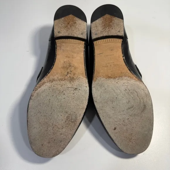 Rag &amp; Bone Cooper Loafers Shoes Black Patent Leather Chain Womens EU 38 US 7.5