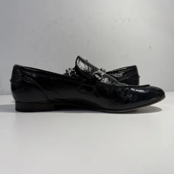 Rag &amp; Bone Cooper Loafers Shoes Black Patent Leather Chain Womens EU 38 US 7.5