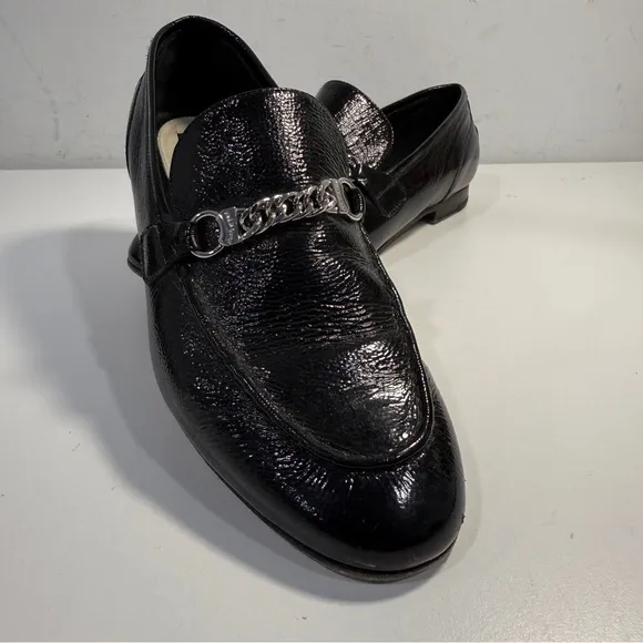 Rag &amp; Bone Cooper Loafers Shoes Black Patent Leather Chain Womens EU 38 US 7.5