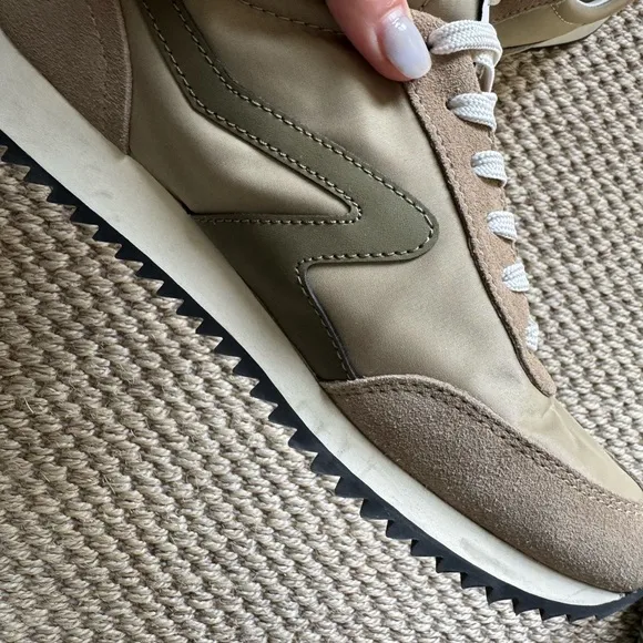 Rag &amp; Bone Women’s Retro Runner Beige and Olive Sneakers