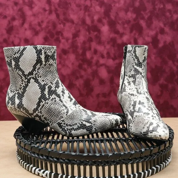 Rag&amp;Bone Women Spire Snake Print Leather Zip Western Ankle Boots sz 6US EUR36