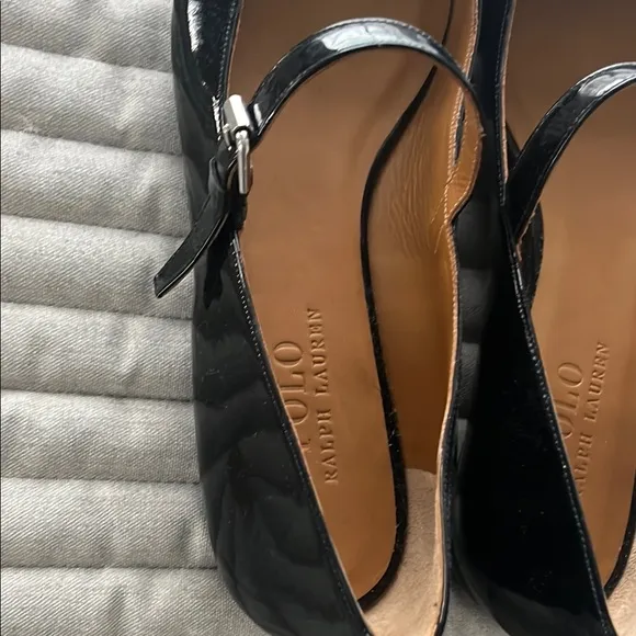 Ralph Lauren Mary Jane Ballet Flat Strap Size 38.5 Black