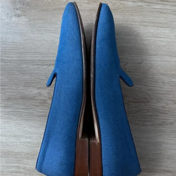 RALPH LAUREN PURPLE LABEL ALONZO Blue Textile Loafers 10 Slippers Loafers