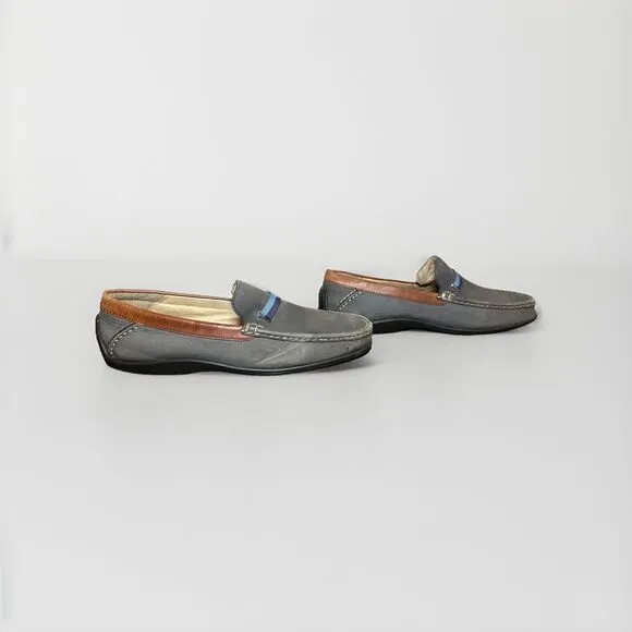*RARE* Johnston &amp; Murphy Gray Tan Blue Slip On Preppy Loafers Men's SIZE 8M