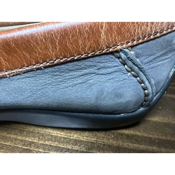 *RARE* Johnston &amp; Murphy Gray Tan Blue Slip On Preppy Loafers Men's SIZE 8M