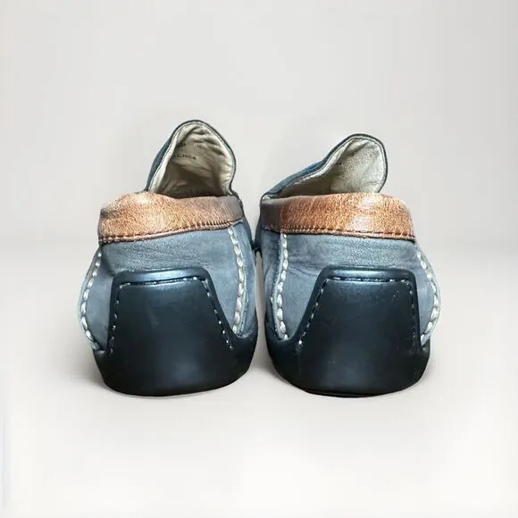 *RARE* Johnston &amp; Murphy Gray Tan Blue Slip On Preppy Loafers Men's SIZE 8M
