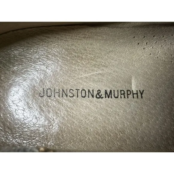 *RARE* Johnston &amp; Murphy Gray Tan Blue Slip On Preppy Loafers Men's SIZE 8M