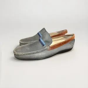 *RARE* Johnston &amp; Murphy Gray Tan Blue Slip On Preppy Loafers Men's SIZE 8M