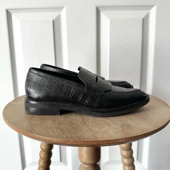 Rebecca Minkoff Pacey Croc Embossed Leahter Pointed Menswear Loafers Shoes 5.5