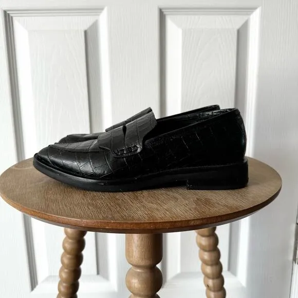 Rebecca Minkoff Pacey Croc Embossed Leahter Pointed Menswear Loafers Shoes 5.5
