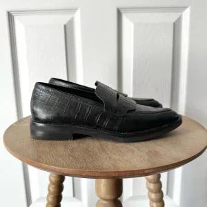 Rebecca Minkoff Pacey Croc Embossed Leahter Pointed Menswear Loafers Shoes 5.5