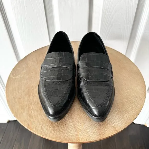 Rebecca Minkoff Pacey Croc Embossed Leahter Pointed Menswear Loafers Shoes 5.5