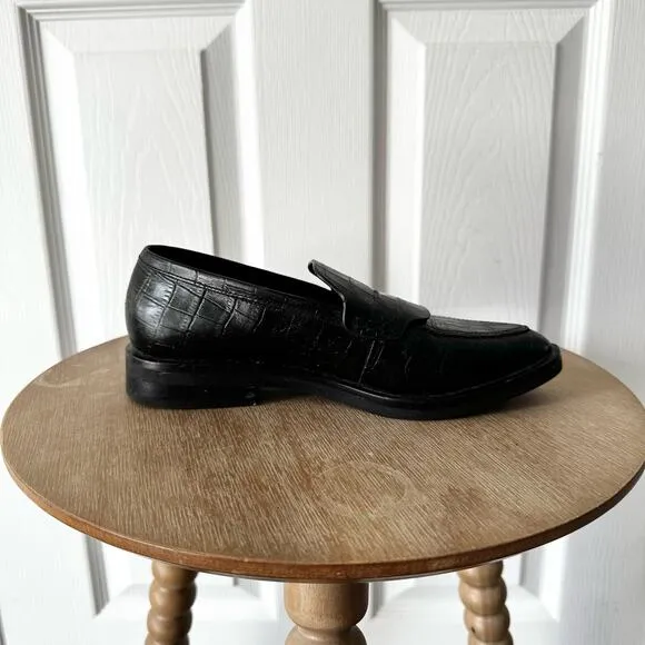 Rebecca Minkoff Pacey Croc Embossed Leahter Pointed Menswear Loafers Shoes 5.5