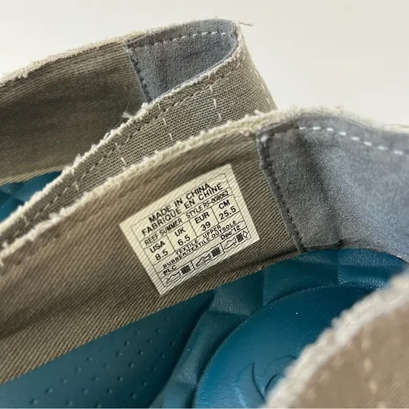 Reef Summer Slip On Gray Striped Shoes 8.5
