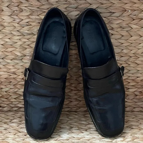 Reiss Black Square Toe‎ Leather Loafers