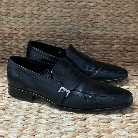 Reiss Black Square Toe‎ Leather Loafers