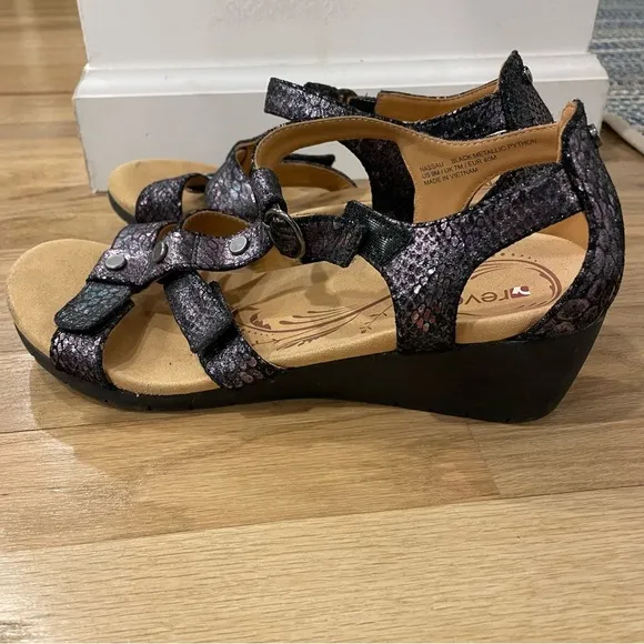 Revere Comfort Shoes Nassau T Strap Wedge Sandal