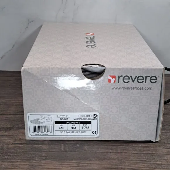 Revere Osaka Mustard French Laser Leather Mary Jane Womens Size 6 M Shoes (NIB)