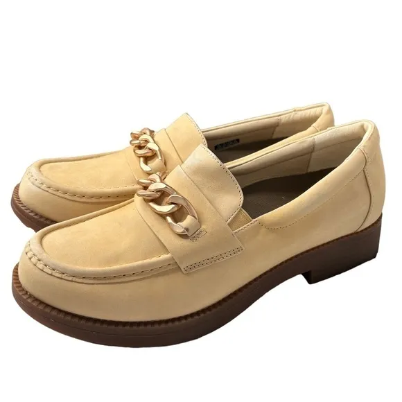 Revitalign Laurel Chunky Orthotic Loafer Biege Leather Chain Detail Size 11 NEW!