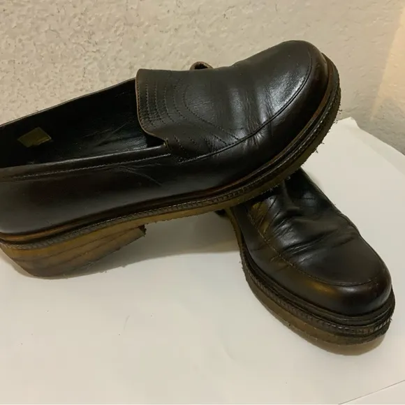 ROBERT CLERGERIE Paris brown leather Platform Loafers Shoes size 9