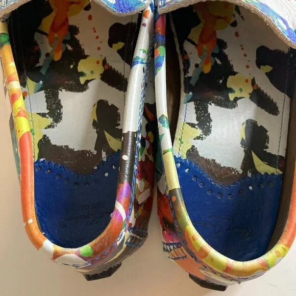 Robert Graham GERARD Splatter Splash Print Multi Leather Drivers Loafers Shoes
