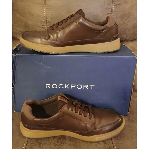 Rockport Truetech SHOES ChocolateBrown Leather NEW with box Confort &amp; Style #896
