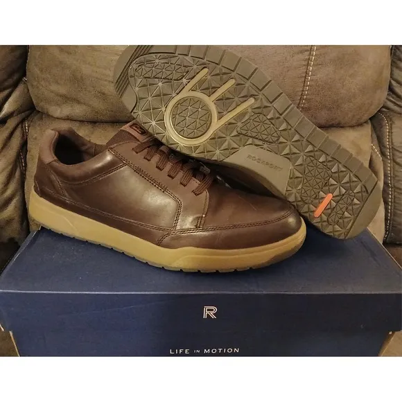 Rockport Truetech SHOES ChocolateBrown Leather NEW with box Confort &amp; Style #896