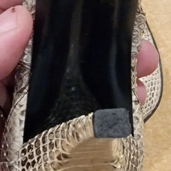 ROGER VIVIER Beige Python Strap Shoes Size 8.5