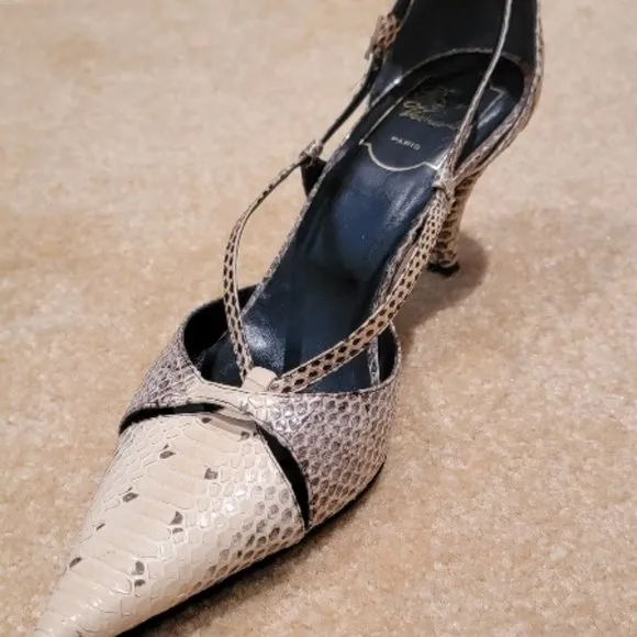 ROGER VIVIER Beige Python Strap Shoes Size 8.5
