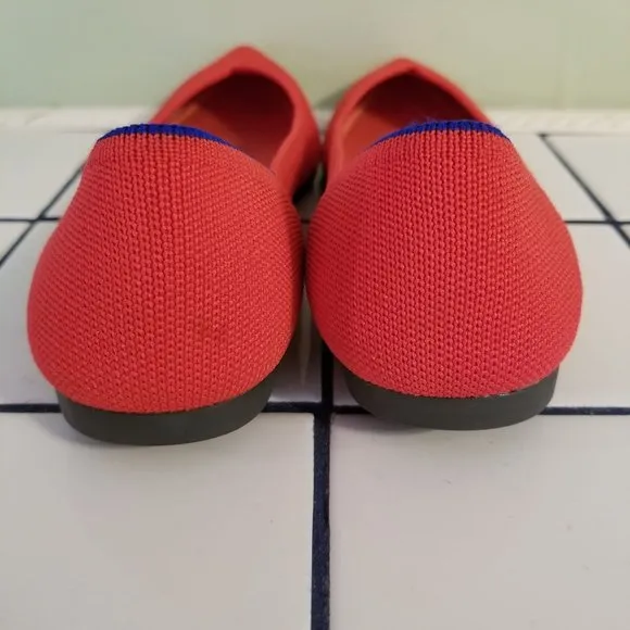 Rothys 8 Flame Red THE POINT Flats Shoes Washable Knit Slip On Loafers