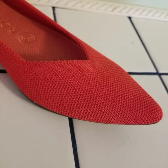 Rothys 8 Flame Red THE POINT Flats Shoes Washable Knit Slip On Loafers