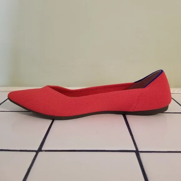 Rothys 8 Flame Red THE POINT Flats Shoes Washable Knit Slip On Loafers