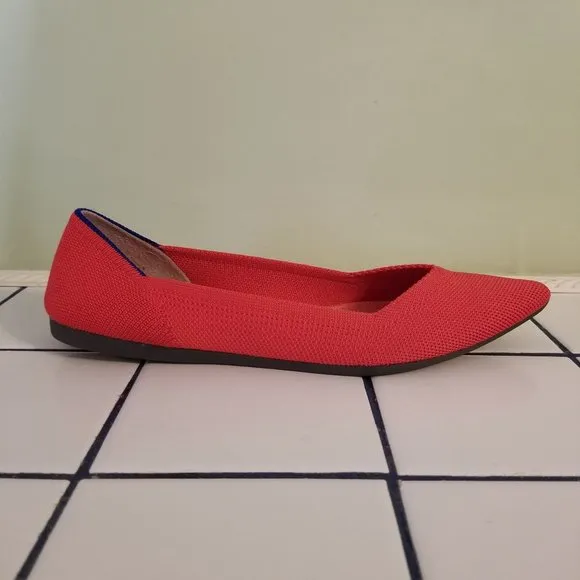 Rothys 8 Flame Red THE POINT Flats Shoes Washable Knit Slip On Loafers