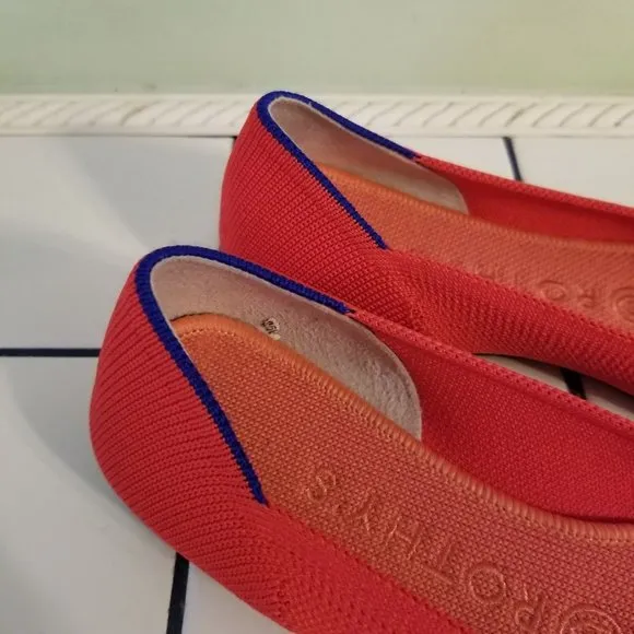 Rothys 8 Flame Red THE POINT Flats Shoes Washable Knit Slip On Loafers