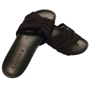 Rothy's Black Textile Multi Cross Strap Slides Flat Sandals Shoes Women’s 8.5
