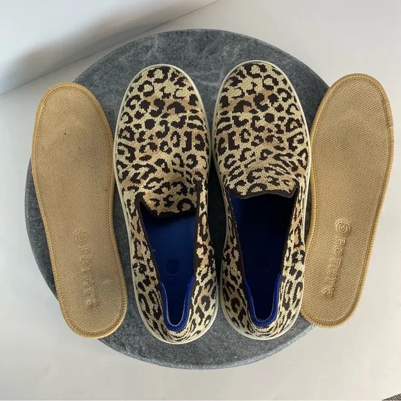 Rothys Leopard Print Slip On Shoes Sneakers Loafers 8