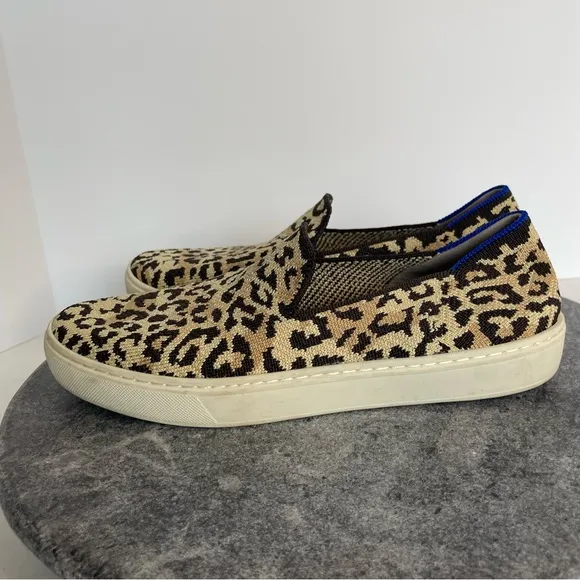 Rothys Leopard Print Slip On Shoes Sneakers Loafers 8