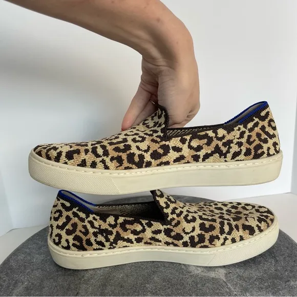 Rothys Leopard Print Slip On Shoes Sneakers Loafers 8