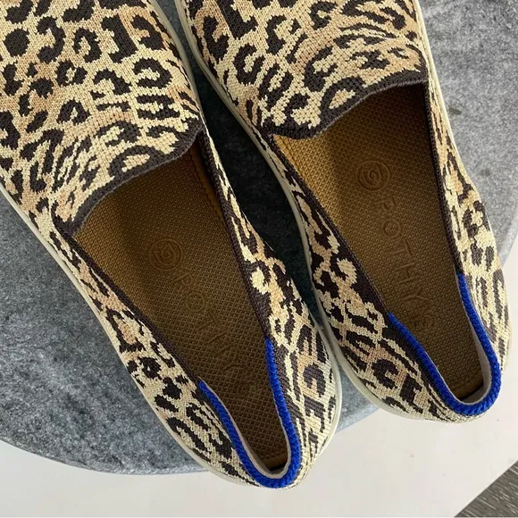 Rothys Leopard Print Slip On Shoes Sneakers Loafers 8